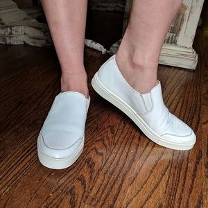 New! FRYE White leather slip-on sneakers size 7